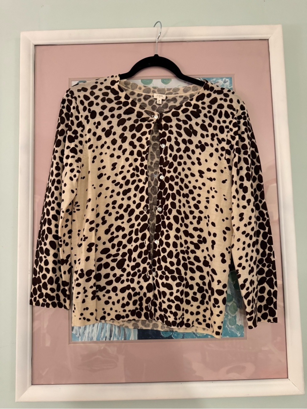 J. Crew Cream and Brown Animal Print Button-Front Top